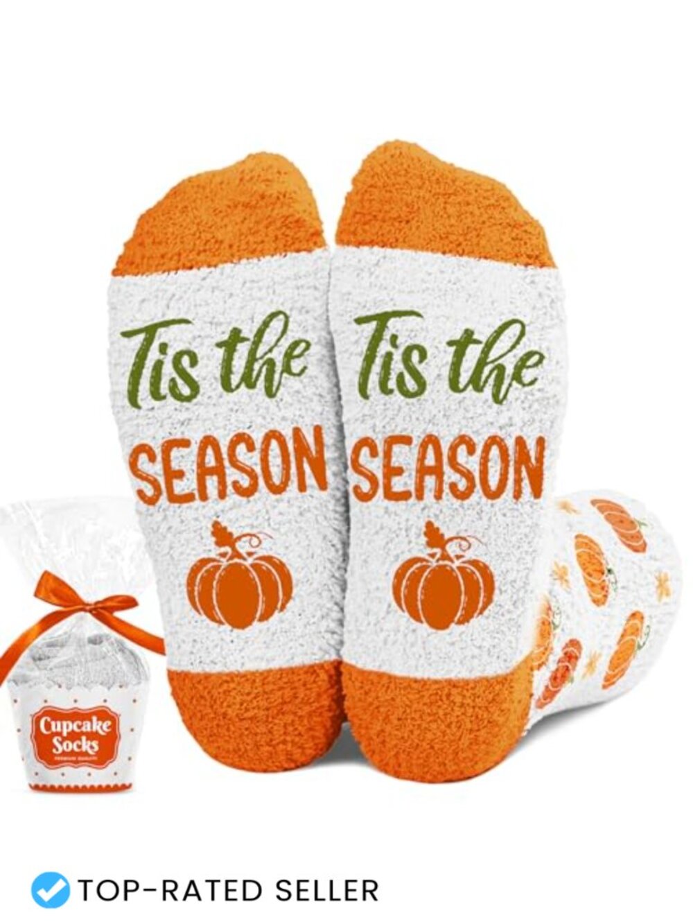 Fuzzy Socks for Women Fall Gift Fluffy Pumpkin Socks Warm Cotton